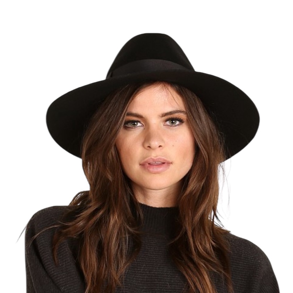 Ace of Something The Alaska Hat, Black, 100% Wool Felt Wide Brim Fedora, 57cm